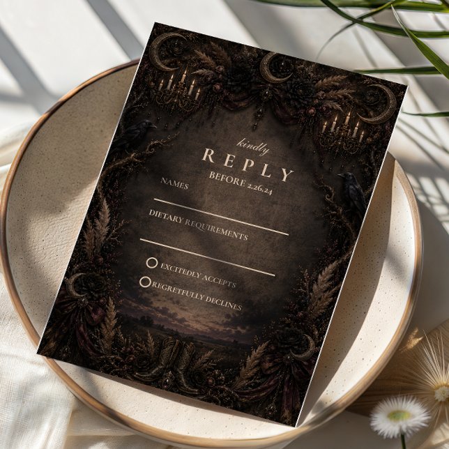 Cartons Réponse Mariage gothique de campagne rustique (Créateur téléchargé)