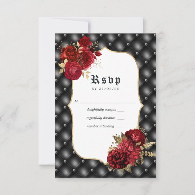Cartons Réponse Mariage gothique floral (Devant)