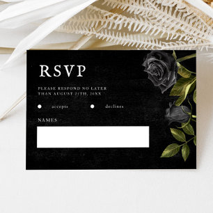 Cartons Réponse Mariage gothique Rose noir