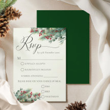 Mariage Greenery Aquarelle Baies d'Hiver & Pin