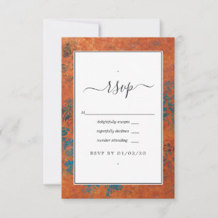 Cartons Réponse Mariage Grunge Cuivre Patine et Turquoise