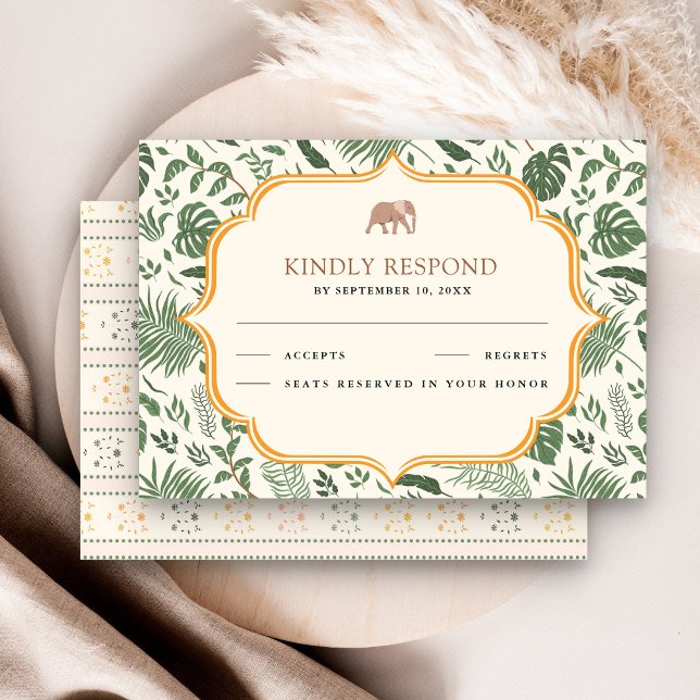 Cartons Réponse Mariage indien des éléphants de forêt tropicale (Créateur téléchargé)