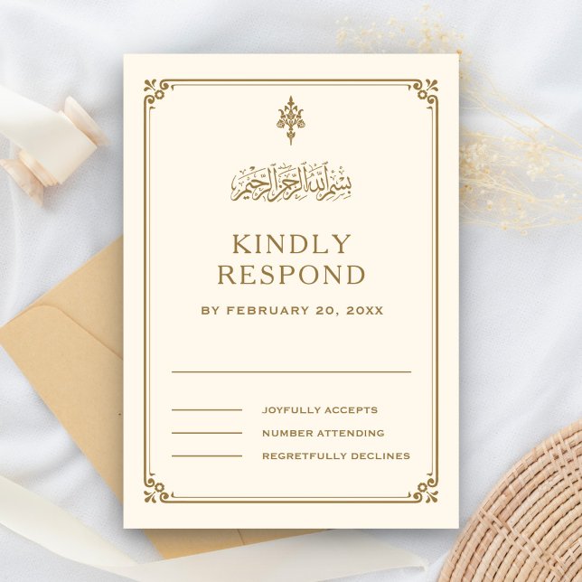 Cartons Réponse Mariage islamique traditionnel à la crème et à la  (Créateur téléchargé)