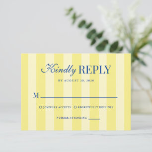 Cartons Réponse Mariage Italien Moderne Rayé Bleu Et Jaune