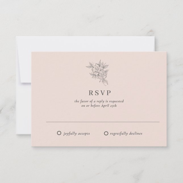 Cartons Réponse Mariage Jardin rose vif et élégant Mariage (Devant)