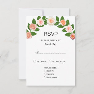 Cartons Réponse Mariage Laurel & Rose Flowers