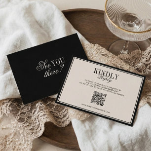Cartons Réponse Mariage Luxe Classique Argent Noir Crème