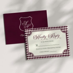 Cartons Réponse Mariage Luxueux Vieille Fortune Vin Vintage Ivoire