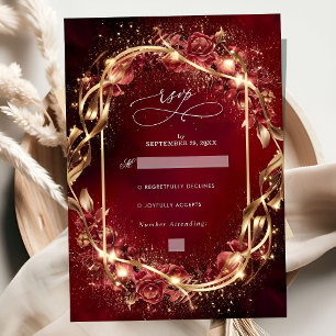 Cartons Réponse Mariage magique rouge Golden Accent