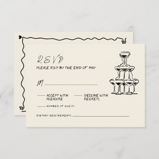 Cartons Réponse Mariage manuscrit rétro à la main (Devant / Derrière)