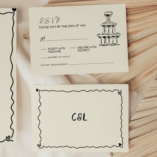 Cartons Réponse Mariage manuscrit rétro à la main (Créateur téléchargé)