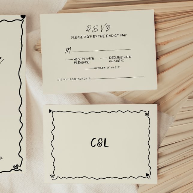 Cartons Réponse Mariage manuscrit rétro à la main (Créateur téléchargé)