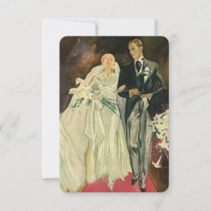 Cartons Réponse Mariage mariée et mariée vintage Art déco