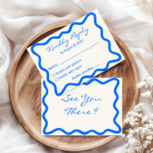 Mariage Minimaliste avec Bordure Bleue Ondulée