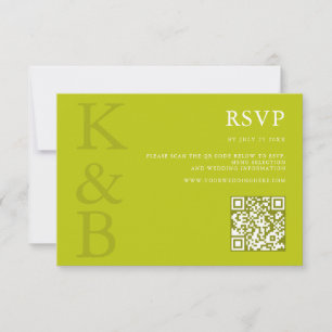 Cartons Réponse Mariage minimaliste avec monogramme chartreuse mod
