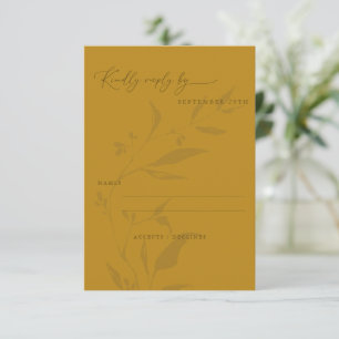 Cartons Réponse Mariage minimaliste Botanique Jaune Boho Script