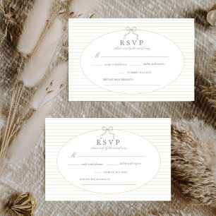 Cartons Réponse Mariage minimaliste chic vert à rayures
