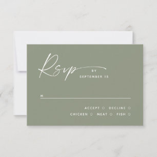 Cartons Réponse Mariage minimaliste Dusty Sage Green   Choix de re