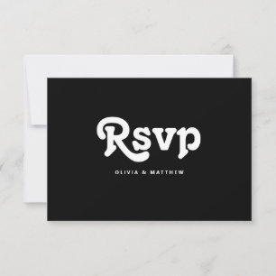 Cartons Réponse Mariage Minimaliste en Noir et Blanc Typographie