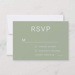 Cartons Réponse Mariage minimaliste moderne Sage Green Rose or