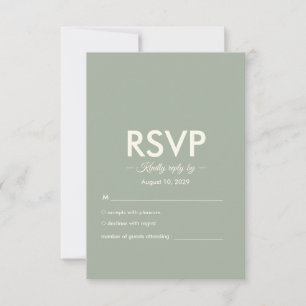 Cartons Réponse Mariage Minimaliste Moderne   Vert Sauge Intempore