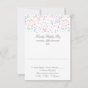 Cartons Réponse Mariage minimaliste Rainbow Confetti
