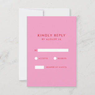 Cartons Réponse Mariage minimaliste rose rose moderne