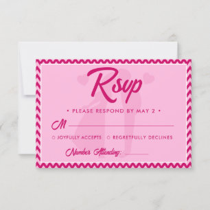 Cartons Réponse Mariage moderne à rayures chevron rose tendre