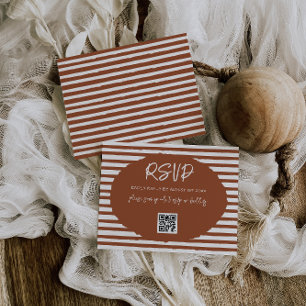 Cartons Réponse Mariage Moderne à rayures de terre cuite