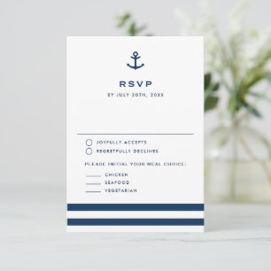Cartons Réponse Mariage Moderne Ancre Bleu Marine
