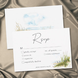 Cartons Réponse Mariage moderne aquarelle plage côtière