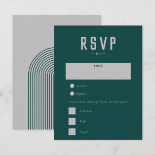 Cartons Réponse Mariage moderne Boho géométrique Arche vert gris