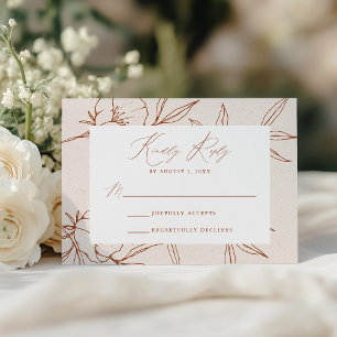 Cartons Réponse Mariage Moderne Botanique Fleurie Crème & Cannelle