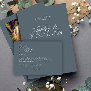 Cartons Réponse Mariage moderne centré sur la typographie