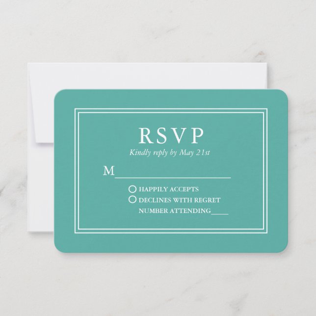 Cartons Réponse Mariage moderne élégant Turquoise (Devant)