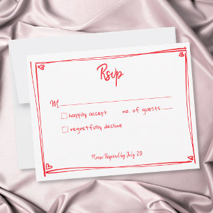 Cartons Réponse Mariage Moderne Fantaisiste avec Cœur Dessiné à la