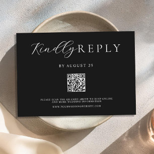 Cartons Réponse Mariage moderne minimaliste noir et blanc