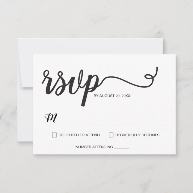 Cartons Réponse Mariage Moderne Minimaliste Script (Devant)