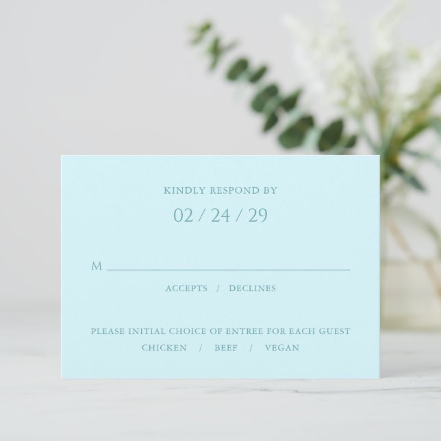 Cartons Réponse Mariage moderne Turquoise élégant (Debout devant)