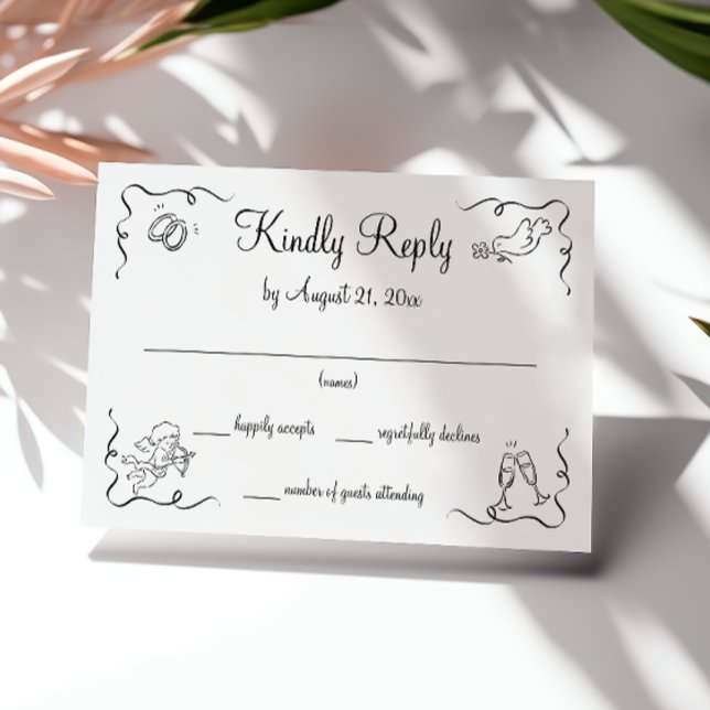 Cartons Réponse Mariage moderne Whimsical (Créateur téléchargé)
