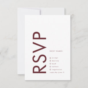 Cartons Réponse Mariage Monogramme de maroon bordeaux ultra modern