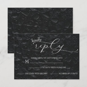 Cartons Réponse Mariage noir & blanc Élégant simple