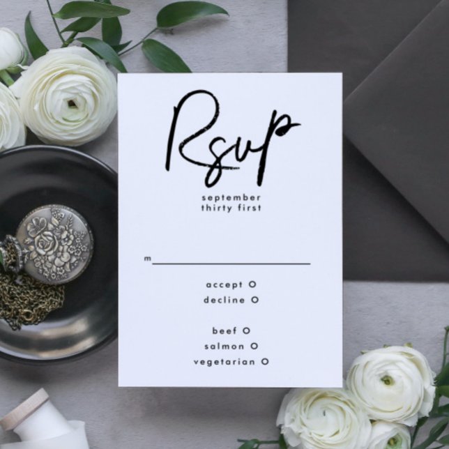 Cartons Réponse Mariage noir blanc moderne et moderne (Créateur téléchargé)