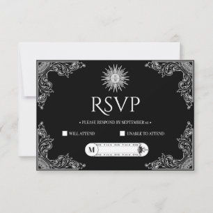 Cartons Réponse Mariage noir et blanc élégant QRCode personnalisé