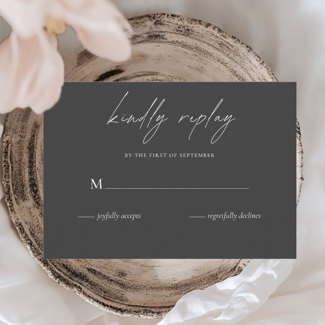 Cartons Réponse Mariage noir minimaliste moderne (Créateur téléchargé)
