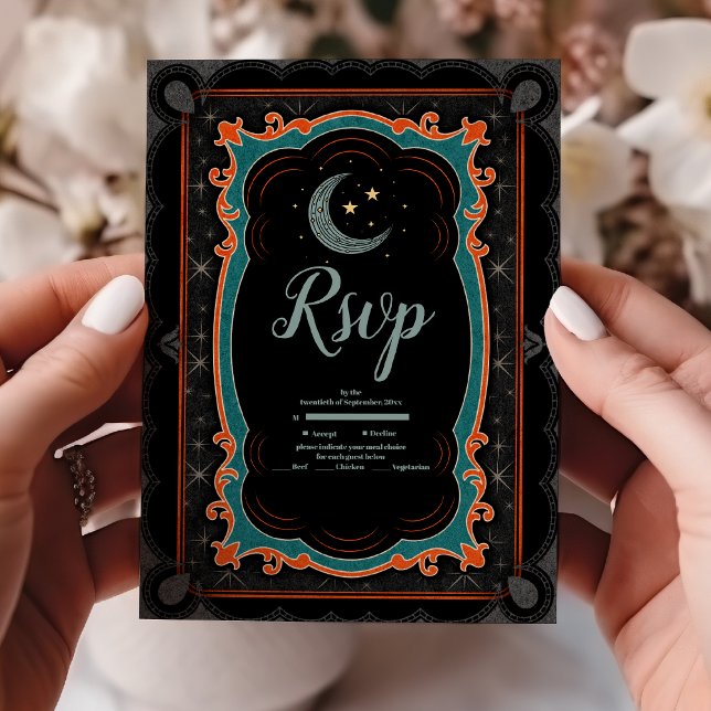 Cartons Réponse Mariage Nuit Étoilée Lunaire Mystique Céleste (Créateur téléchargé)