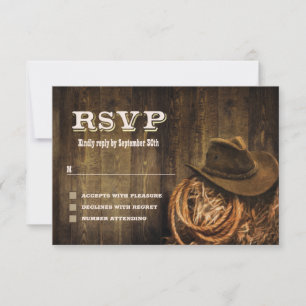 Cartons Réponse Mariage occidental Rustique Wood