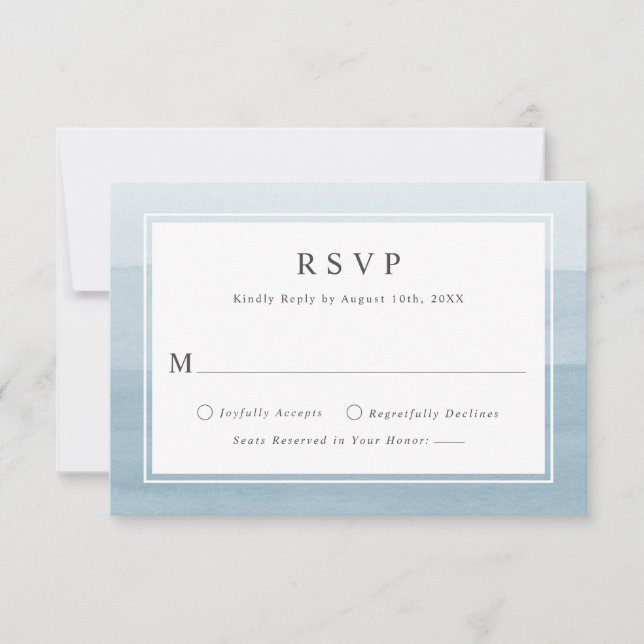Cartons Réponse Mariage Ombre bleu azur minimum (Devant)