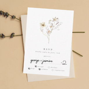 Cartons Réponse Mariage Pampas Fleur sauvage sec à l'abondance min