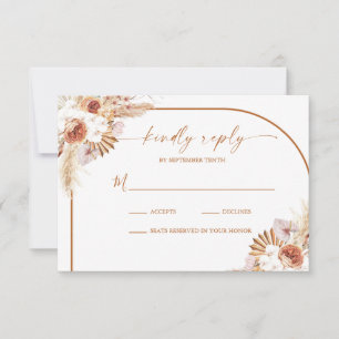 Cartons Réponse Mariage Pampas Grass Boho Terracotta